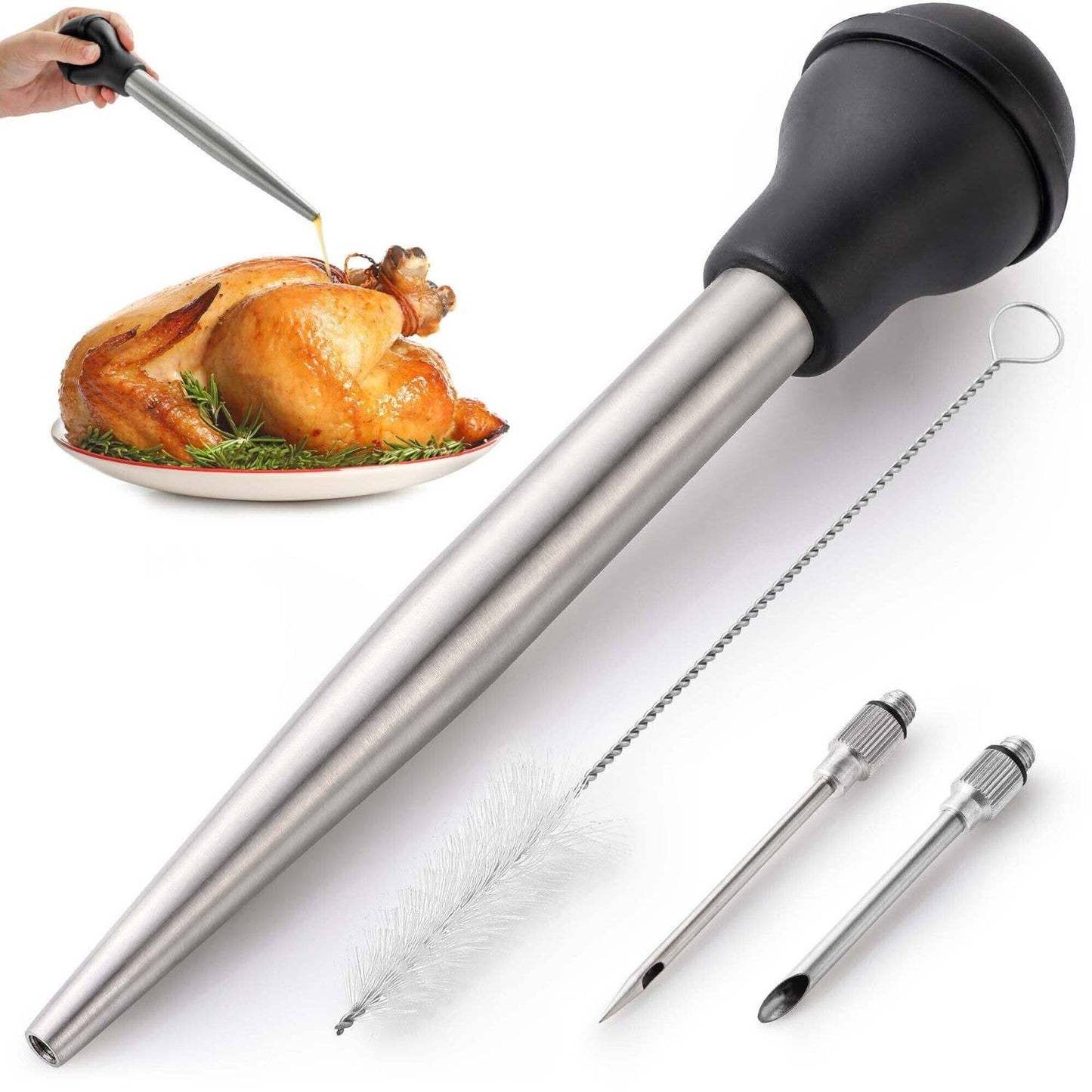 Zulay Kitchen Stainless Steel Turkey Baster for Cooking