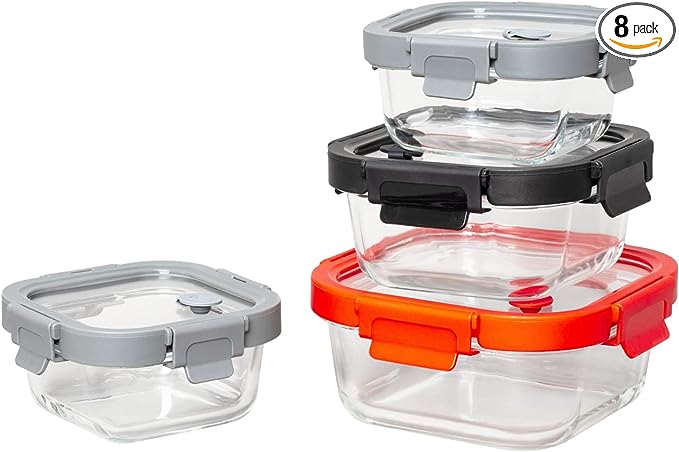 8pc Glass Food Storage Set with Locking Lids