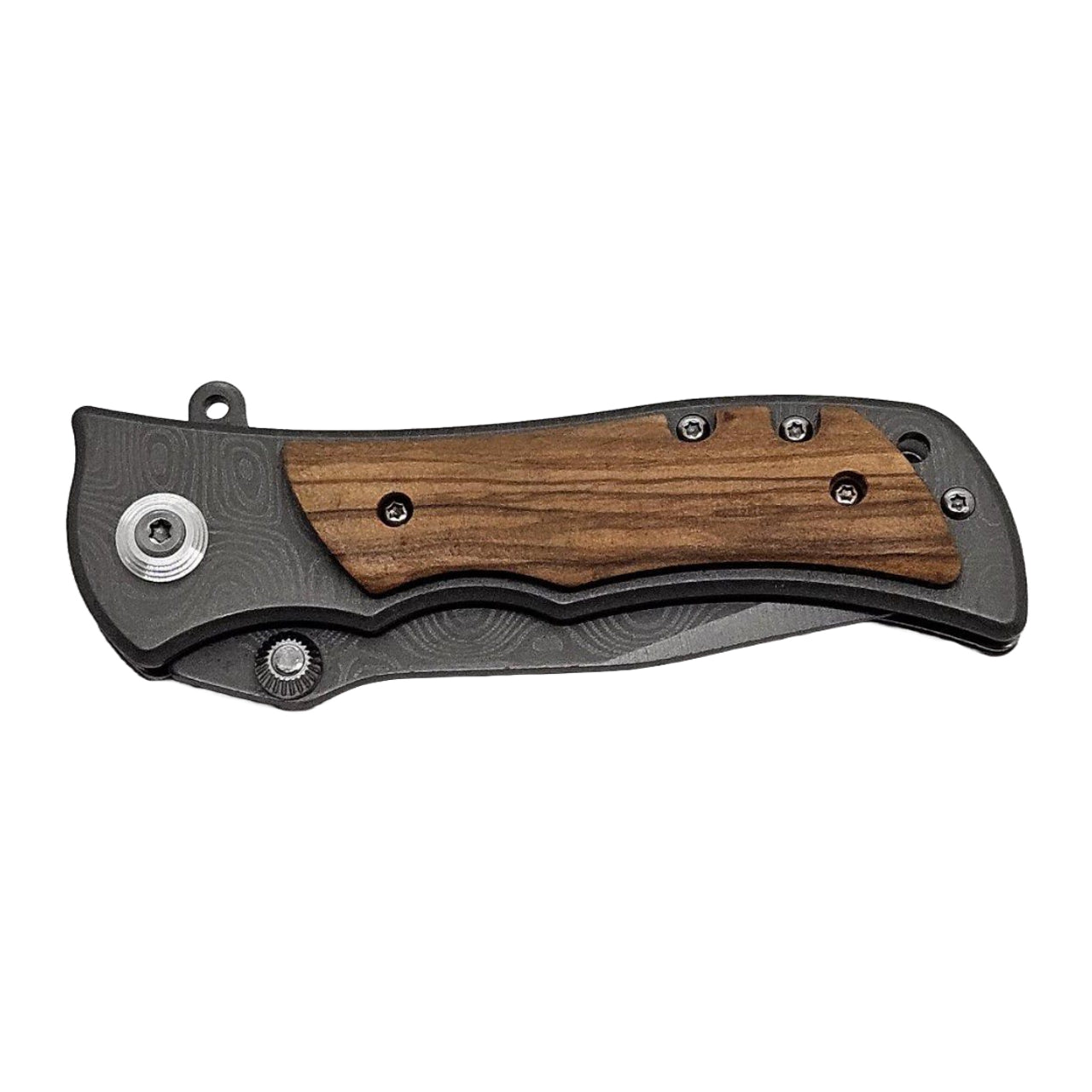 Damascus Blade with Wooden Handle Pocket Knife