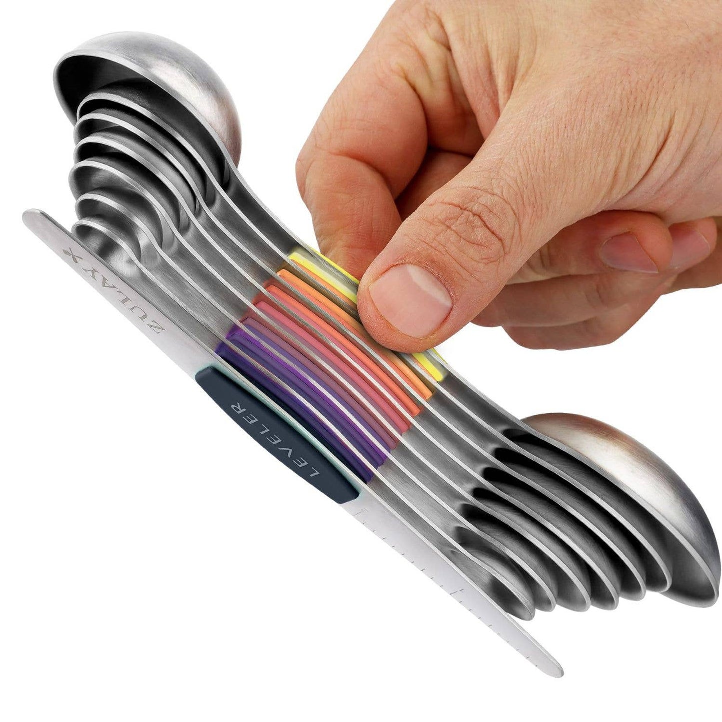 Stackable Magnetic Spoons Set of 8 - Stainless Steel