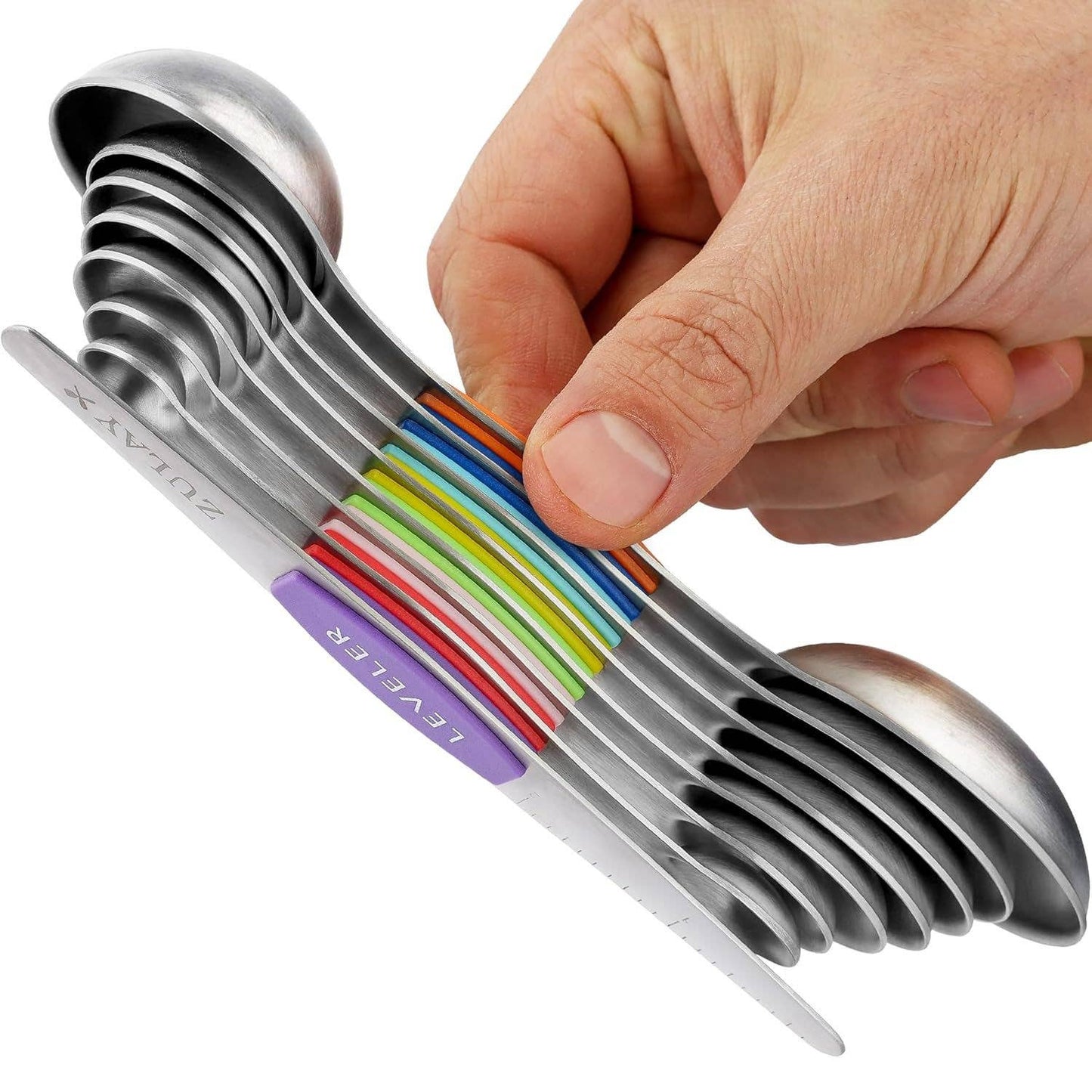 Stackable Magnetic Spoons Set of 8 - Stainless Steel