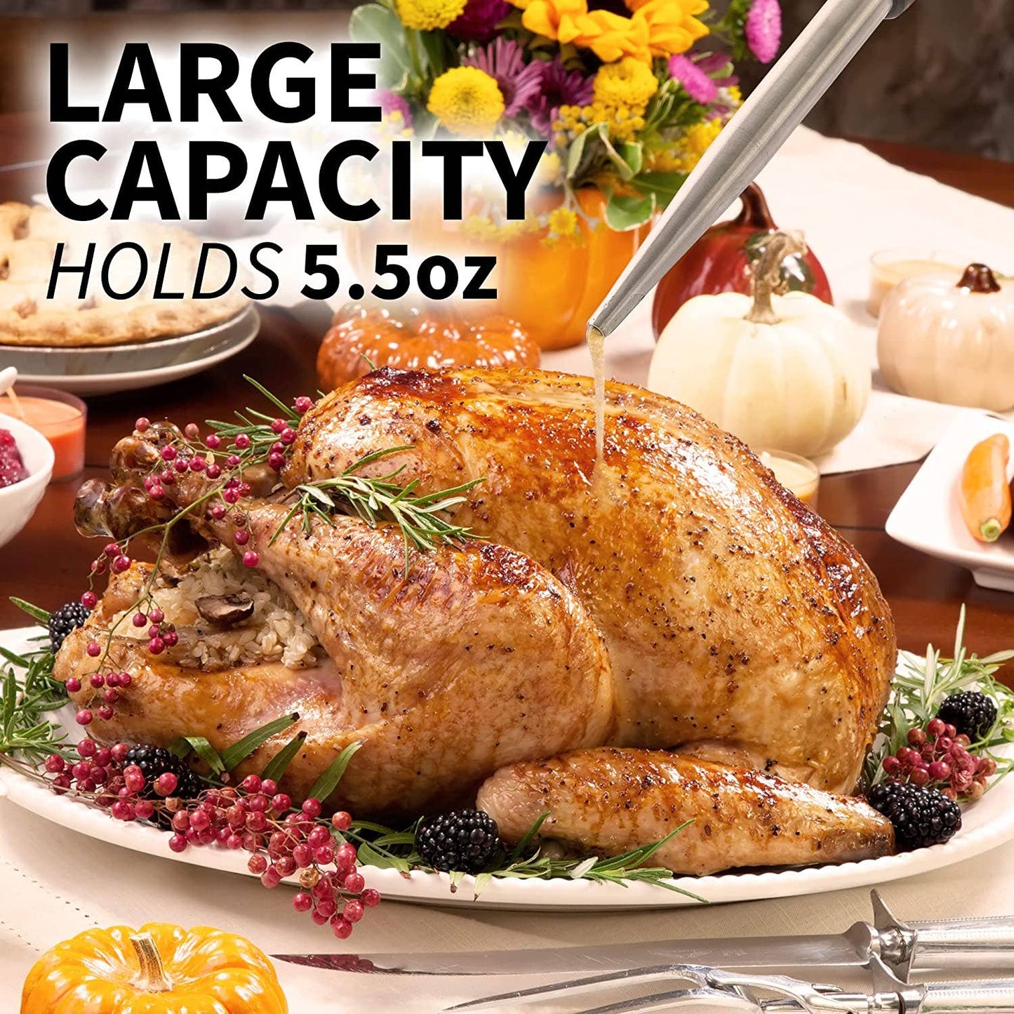Zulay Kitchen Stainless Steel Turkey Baster for Cooking
