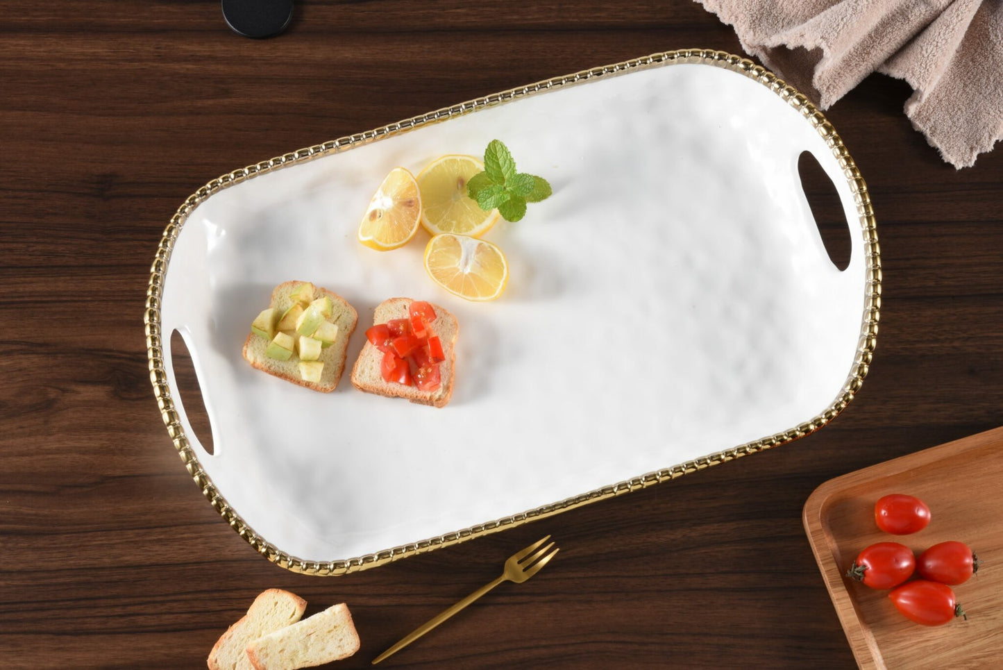 Rectangular Tray with Handles - Golden Salerno