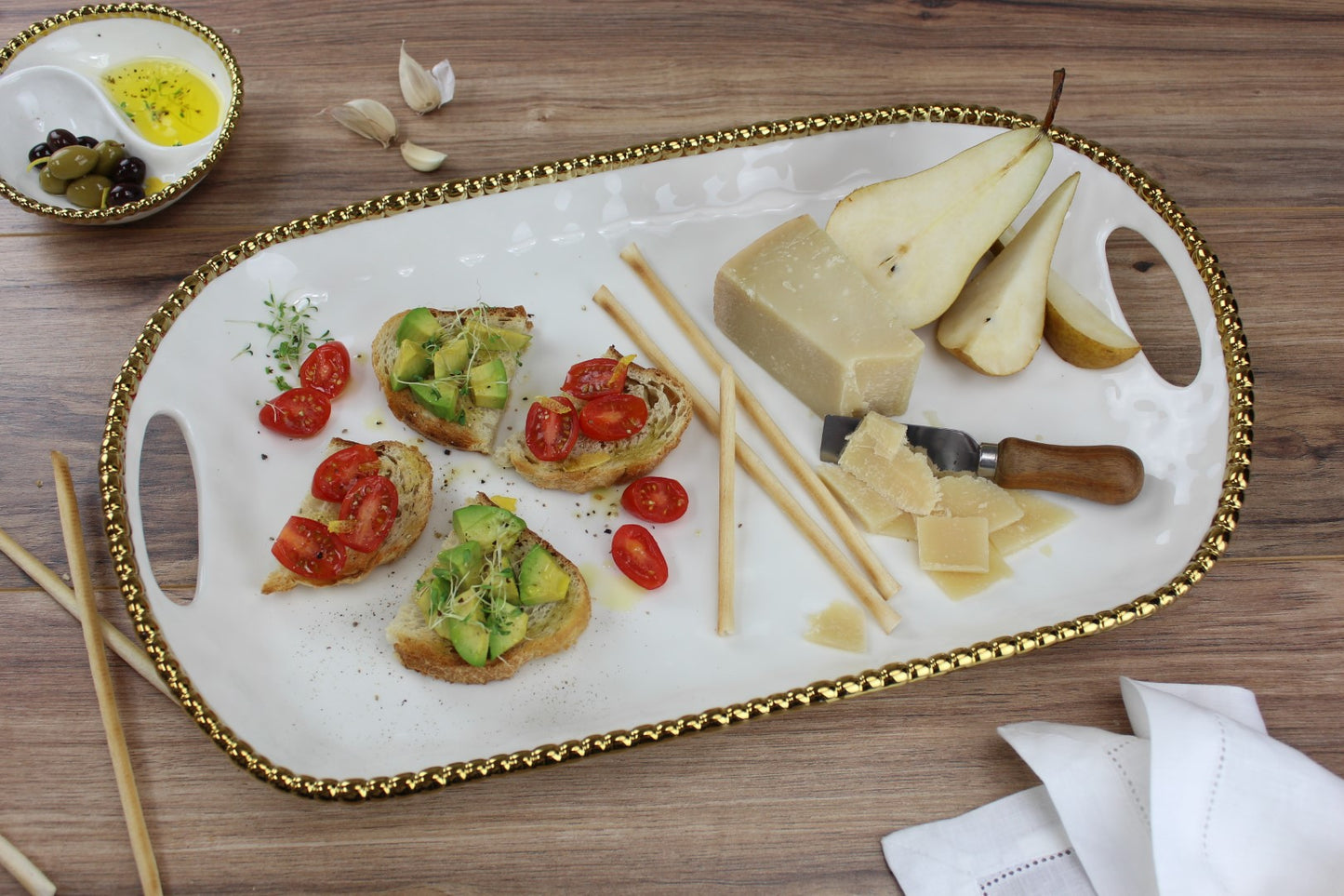 Rectangular Tray with Handles - Golden Salerno