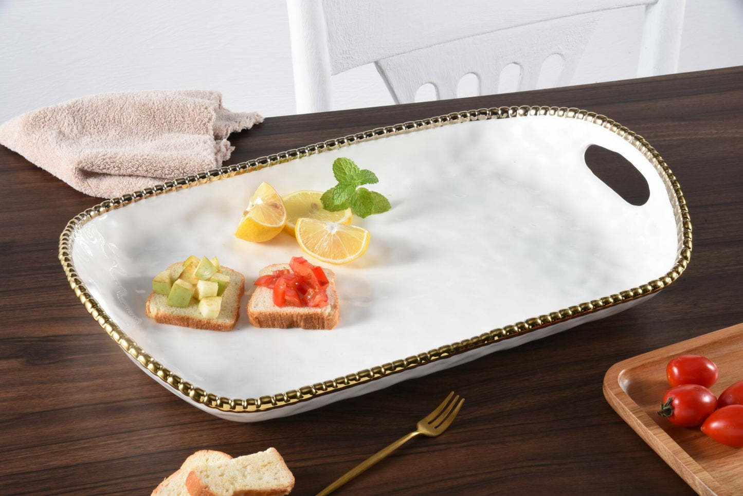 Rectangular Tray with Handles - Golden Salerno