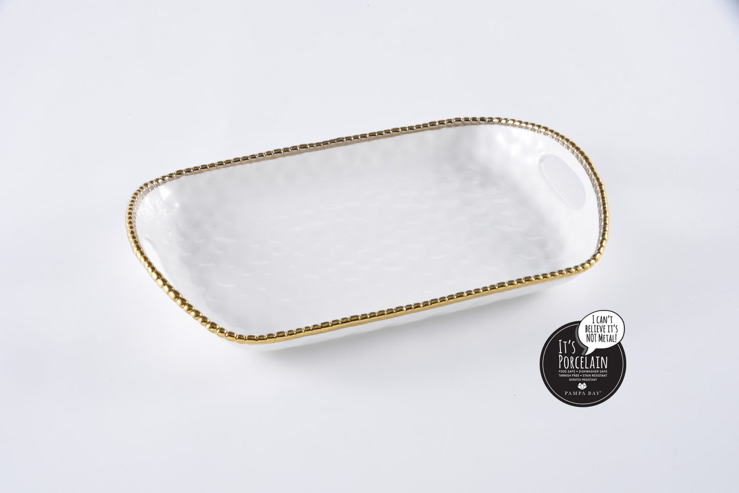 Rectangular Tray with Handles - Golden Salerno