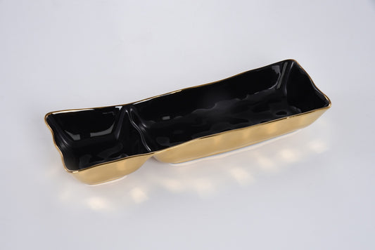 Rectangular Chip and Dip - Black/Gold