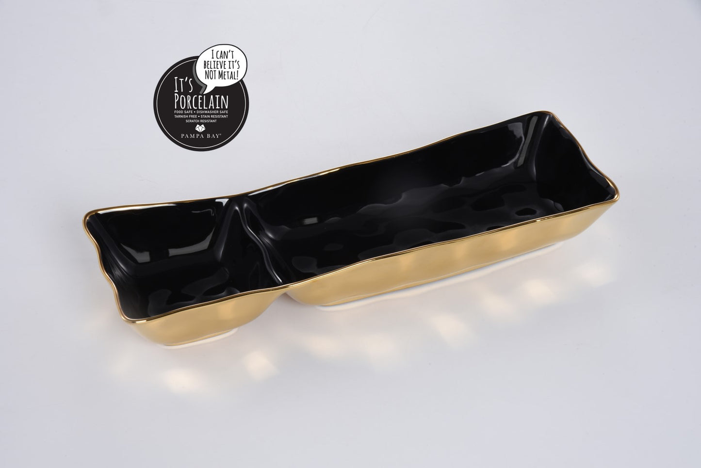 Rectangular Chip and Dip - Black/Gold