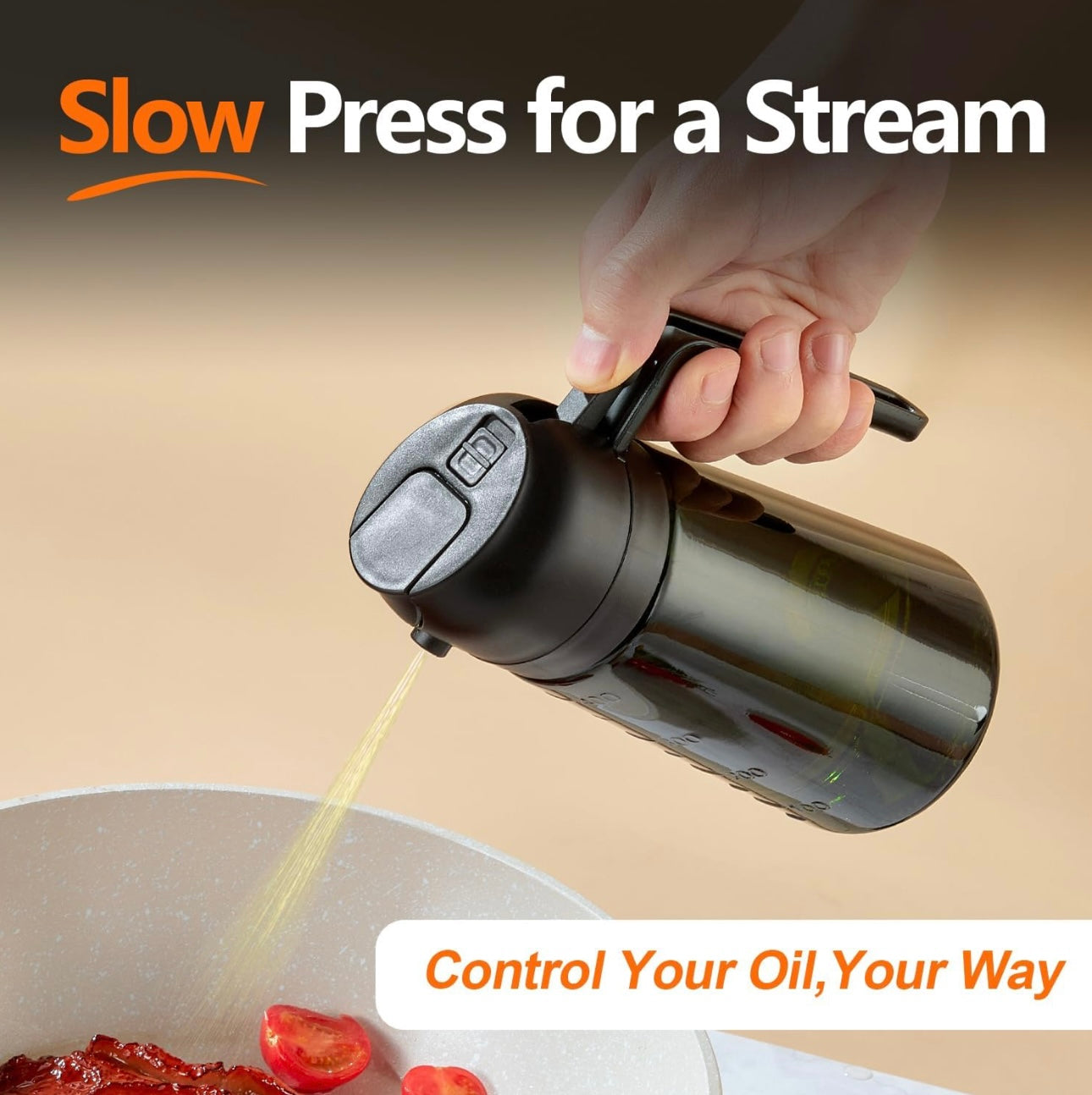 2 in 1 Oil Dispenser and Oil Sprayer, Dispenser Bottle Spray and Pour, 16oz, Dark Green