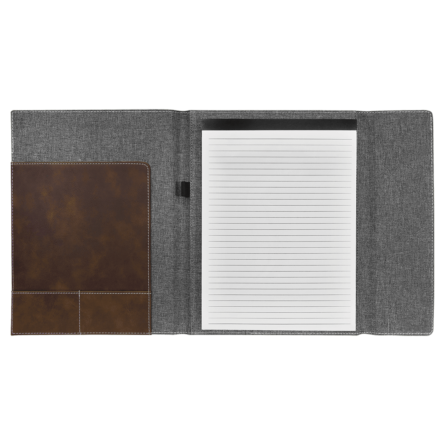 9 1/2"x12" Rustic/Silver Leatherette/Gray Canvas Portfolio w/Notepad