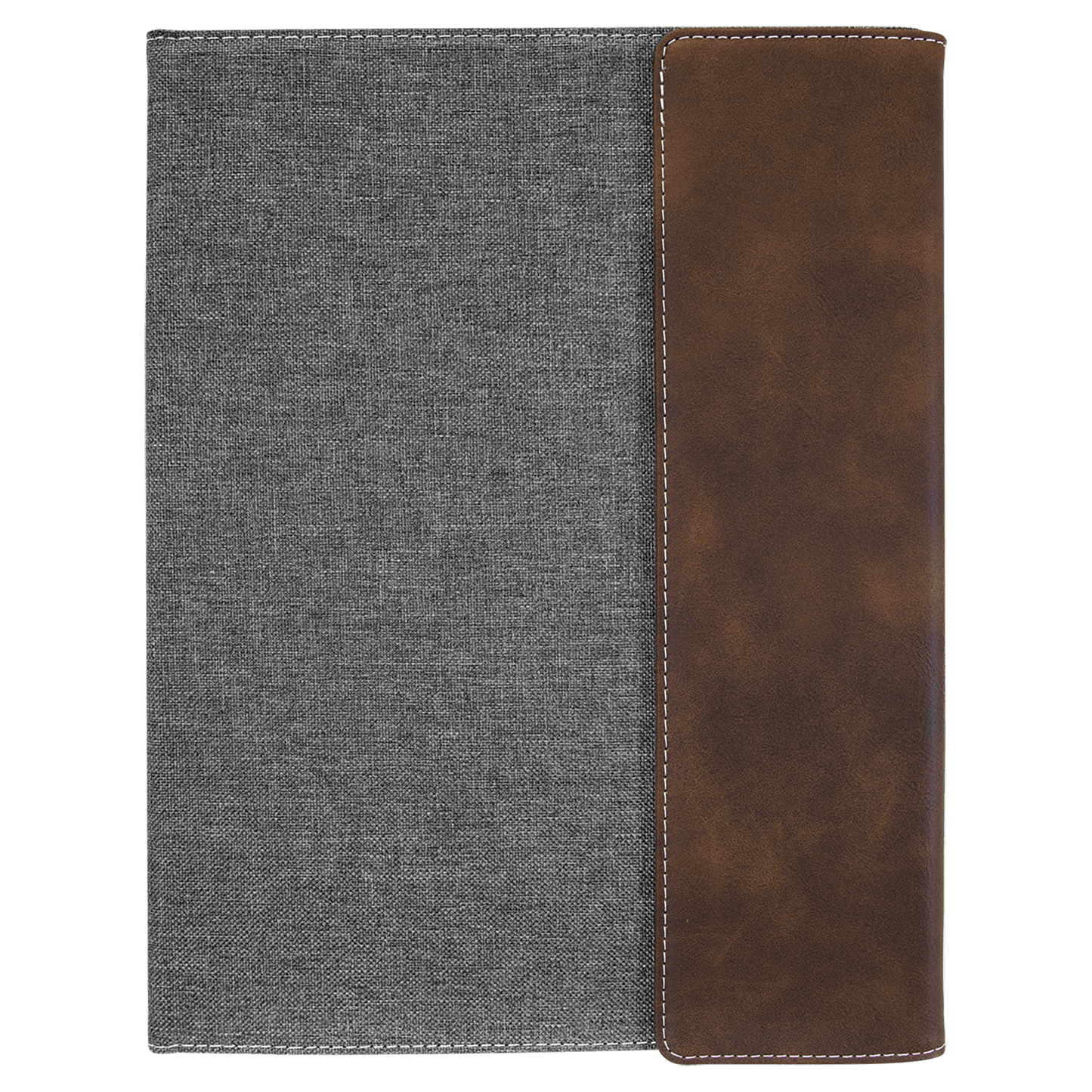 9 1/2"x12" Rustic/Silver Leatherette/Gray Canvas Portfolio w/Notepad