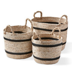 Maize Stripe Round Basket - Tag HomeDecor