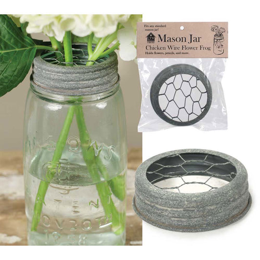 Mason Jar Chicken Wire Flower Frog Lid