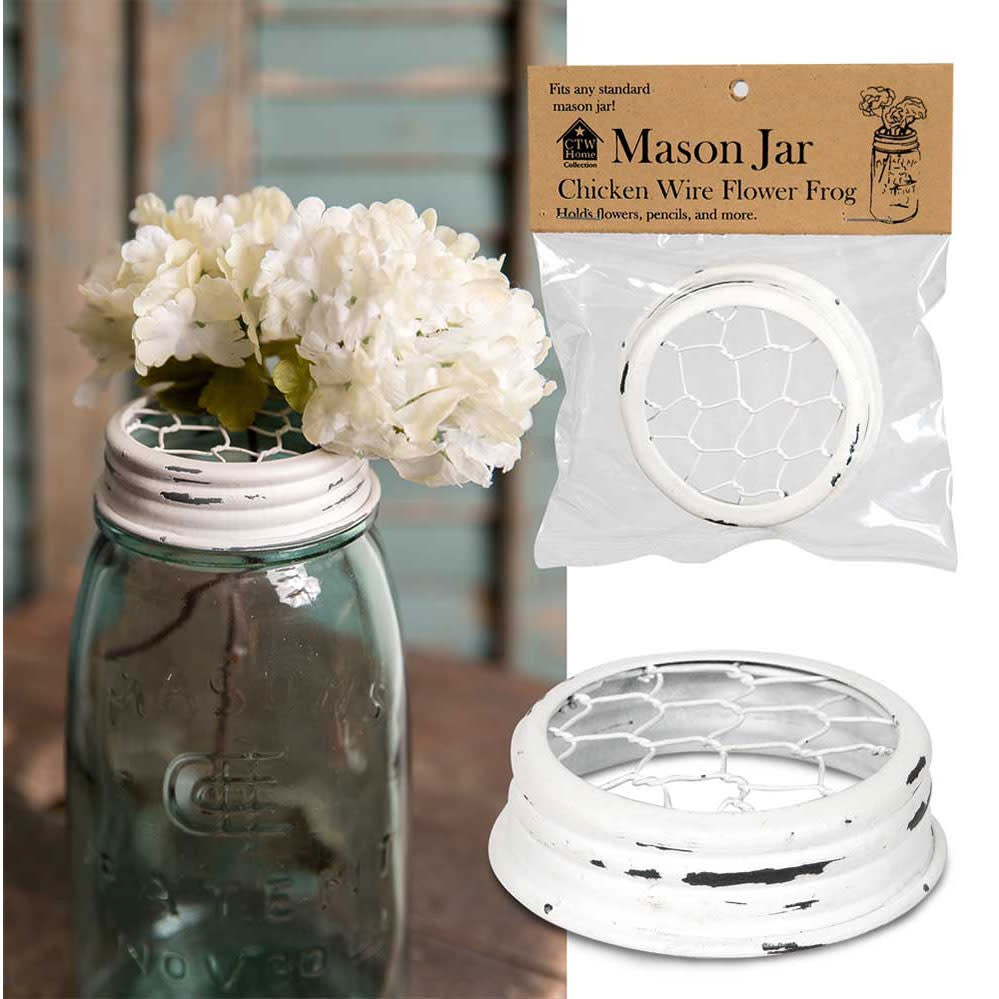 Mason Jar Chicken Wire Flower Frog Lid