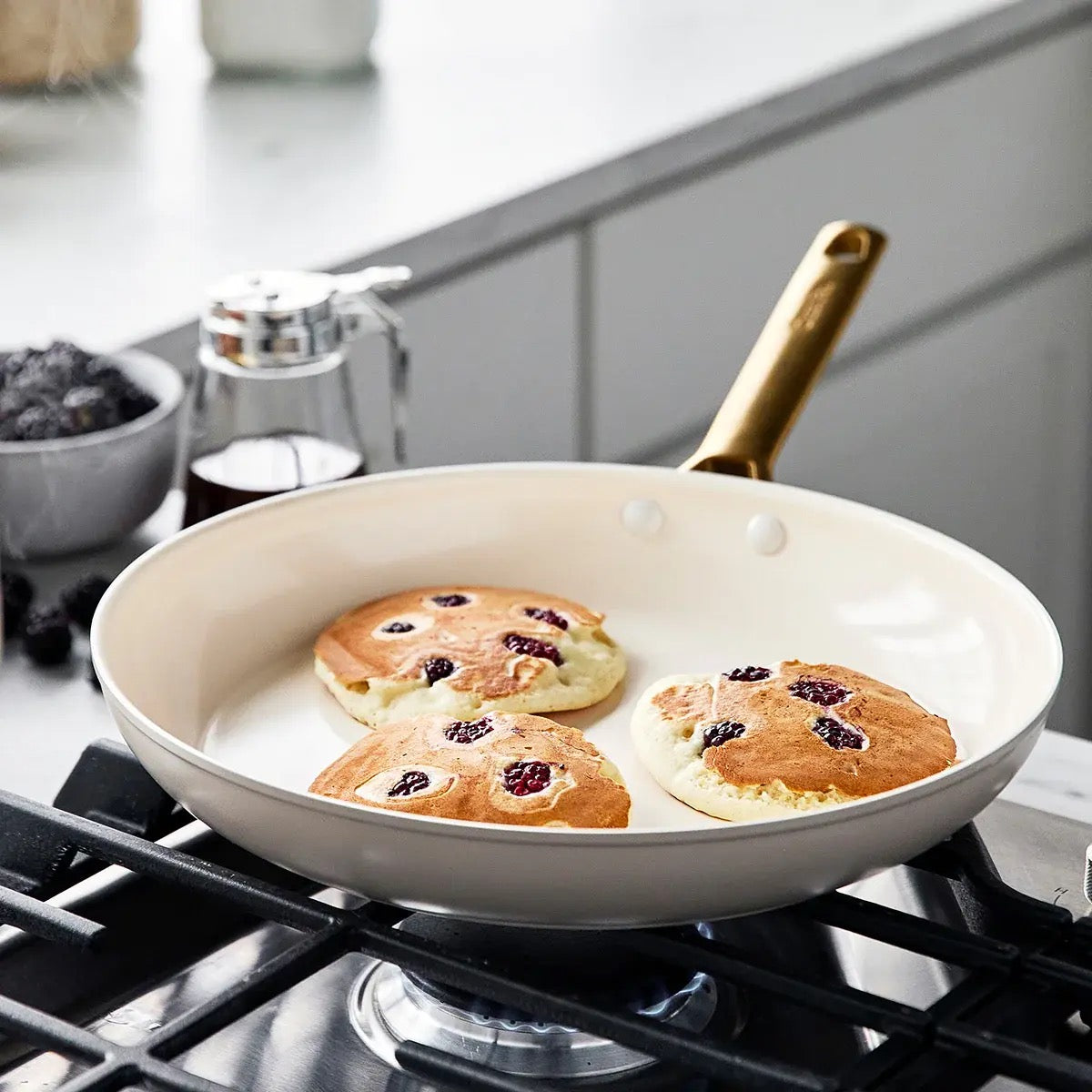 Reserve Ceramic Nonstick 10-Piece Cookware Set - Taupe with Gold-Tone Handles