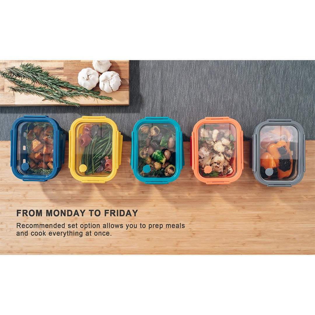 10 pc Glass Food Storage Container Set w/ Glass Lids