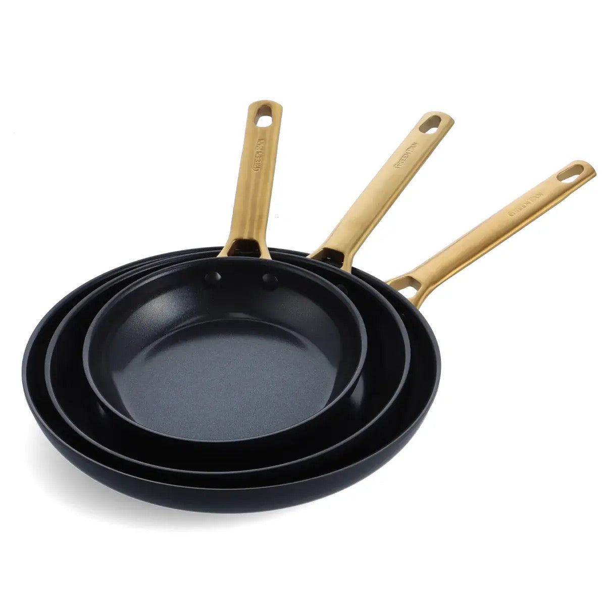 Reserve Ceramic Nonstick 8", 10", & 12" Frypan Set - Matte Black
