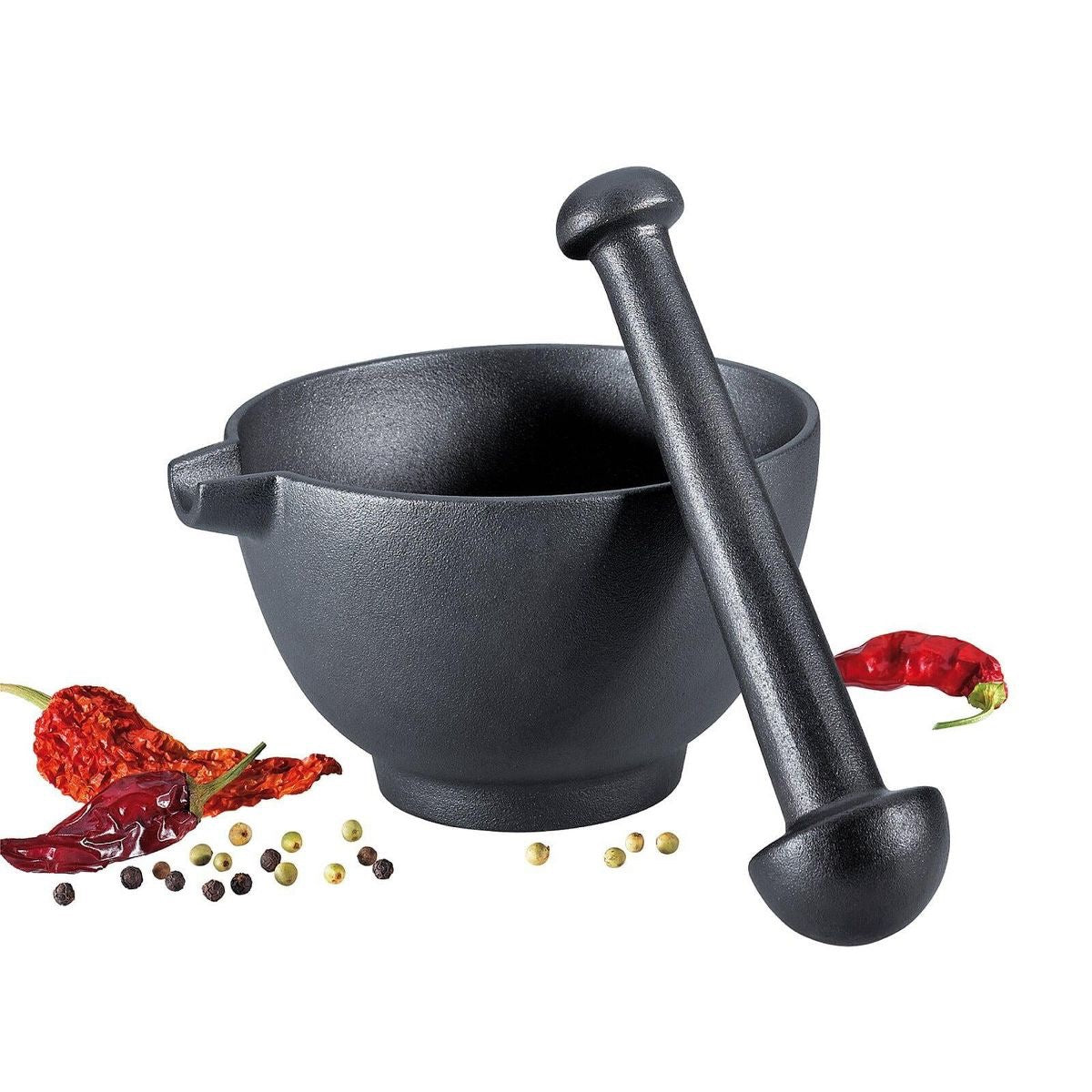 XL Cast Iron Mortar with Spout