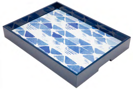 Shibori Blue Serving Tray 19”