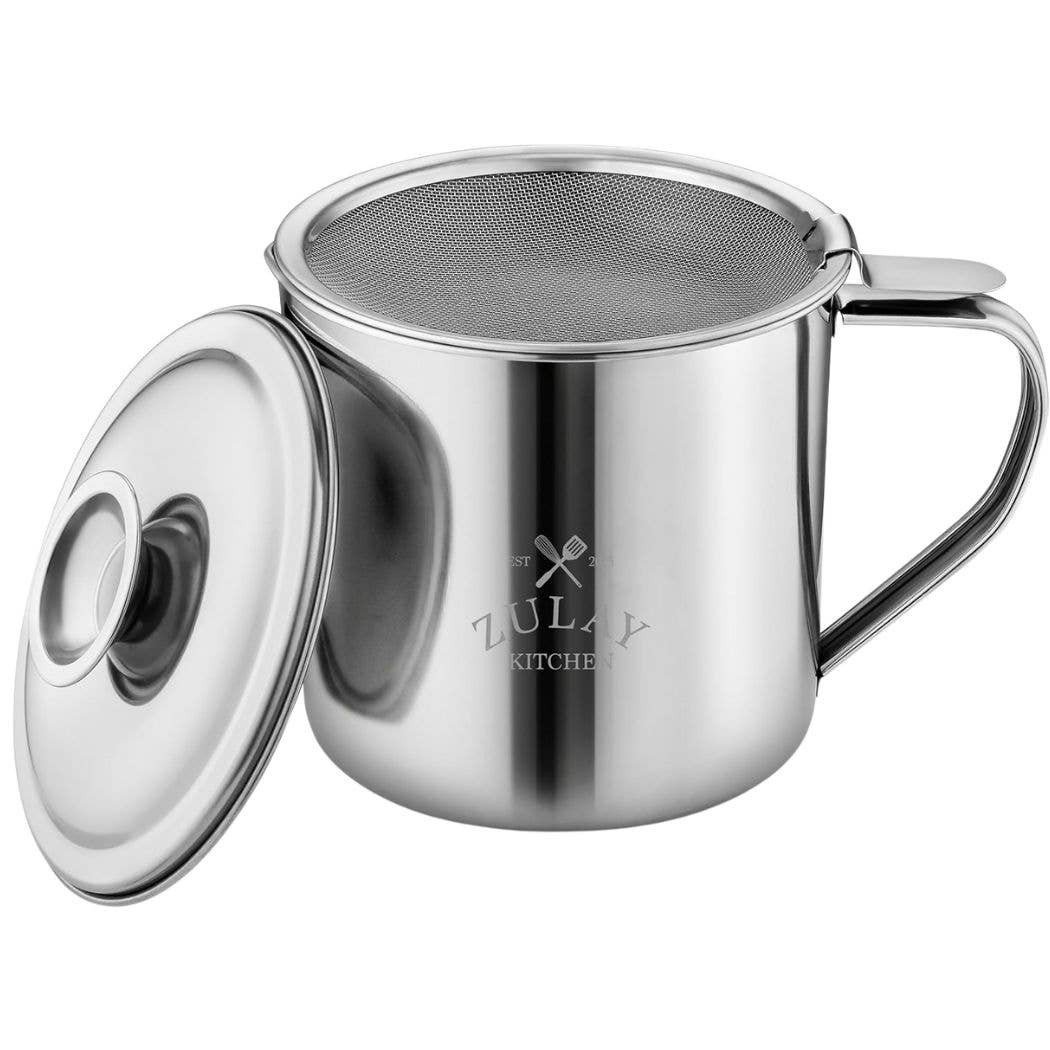 Bacon Grease Container With Strainer & Lid - 1 Liter