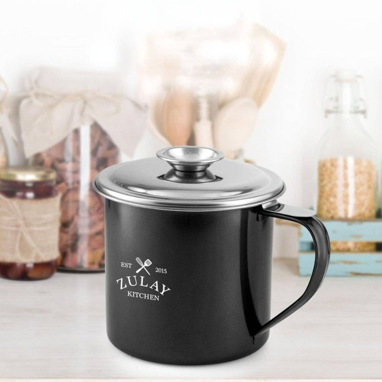 Bacon Grease Container With Strainer & Lid - 1 Liter