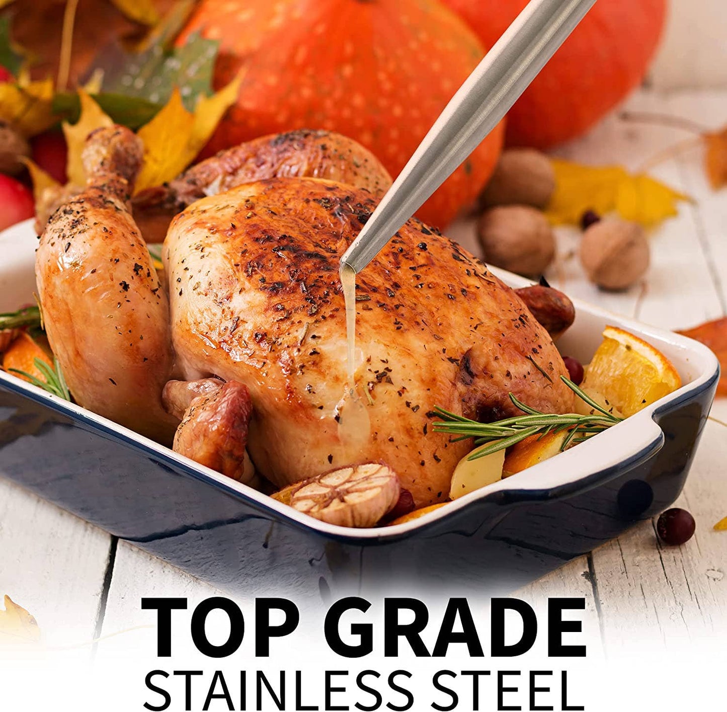 Zulay Kitchen Stainless Steel Turkey Baster for Cooking