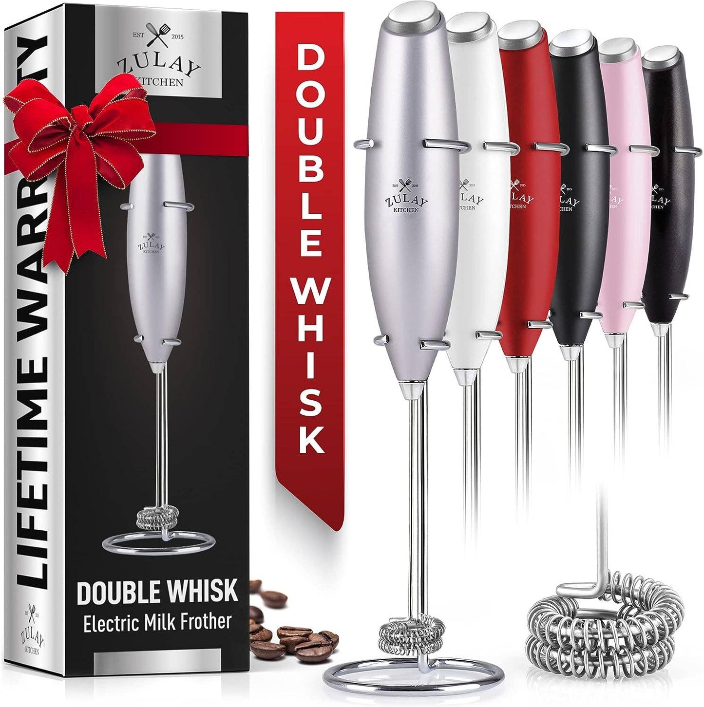 Zulay Double Whisk Milk Frother Handheld Mixer