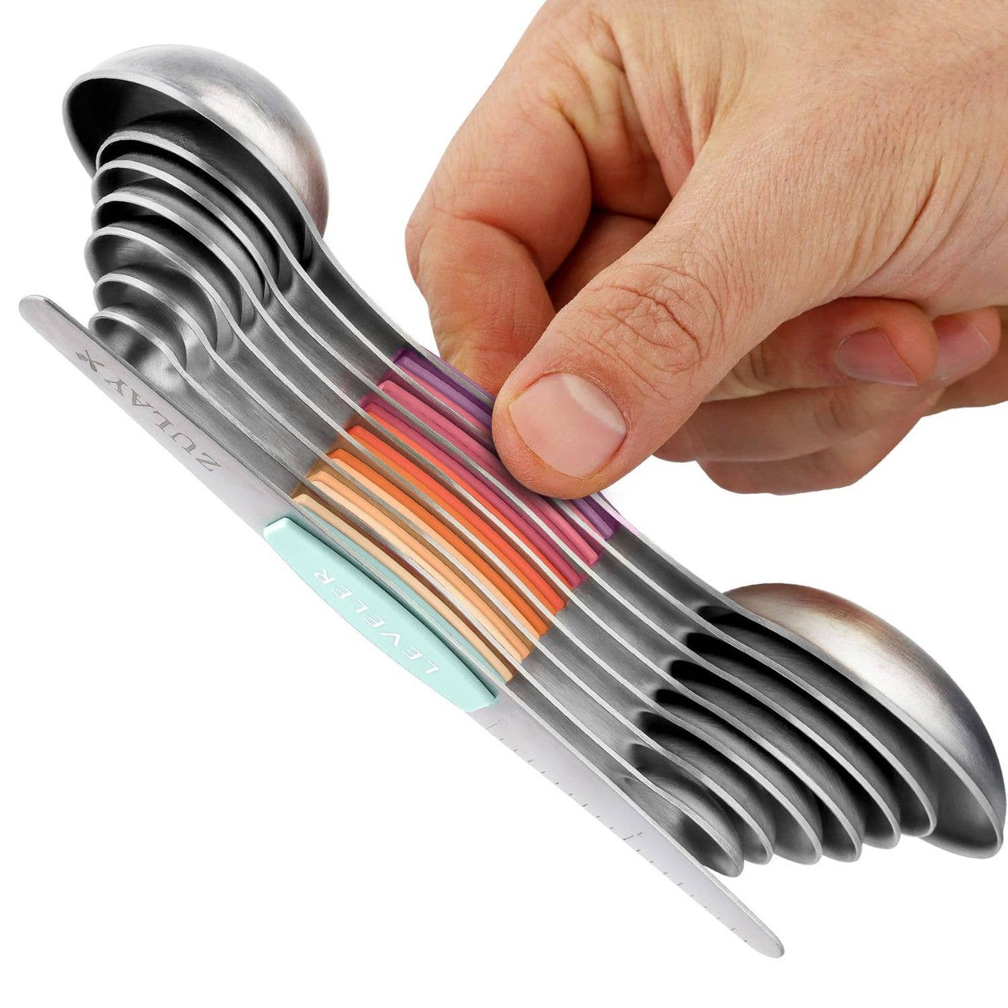 Stackable Magnetic Spoons Set of 8 - Stainless Steel