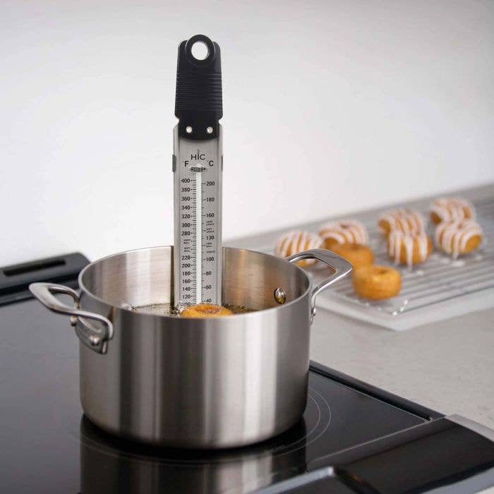 HIC Kitchen Roasting Adjustable Roasting Rack, NonstickRoasting Deep Fry Candy Jelly Thermometer