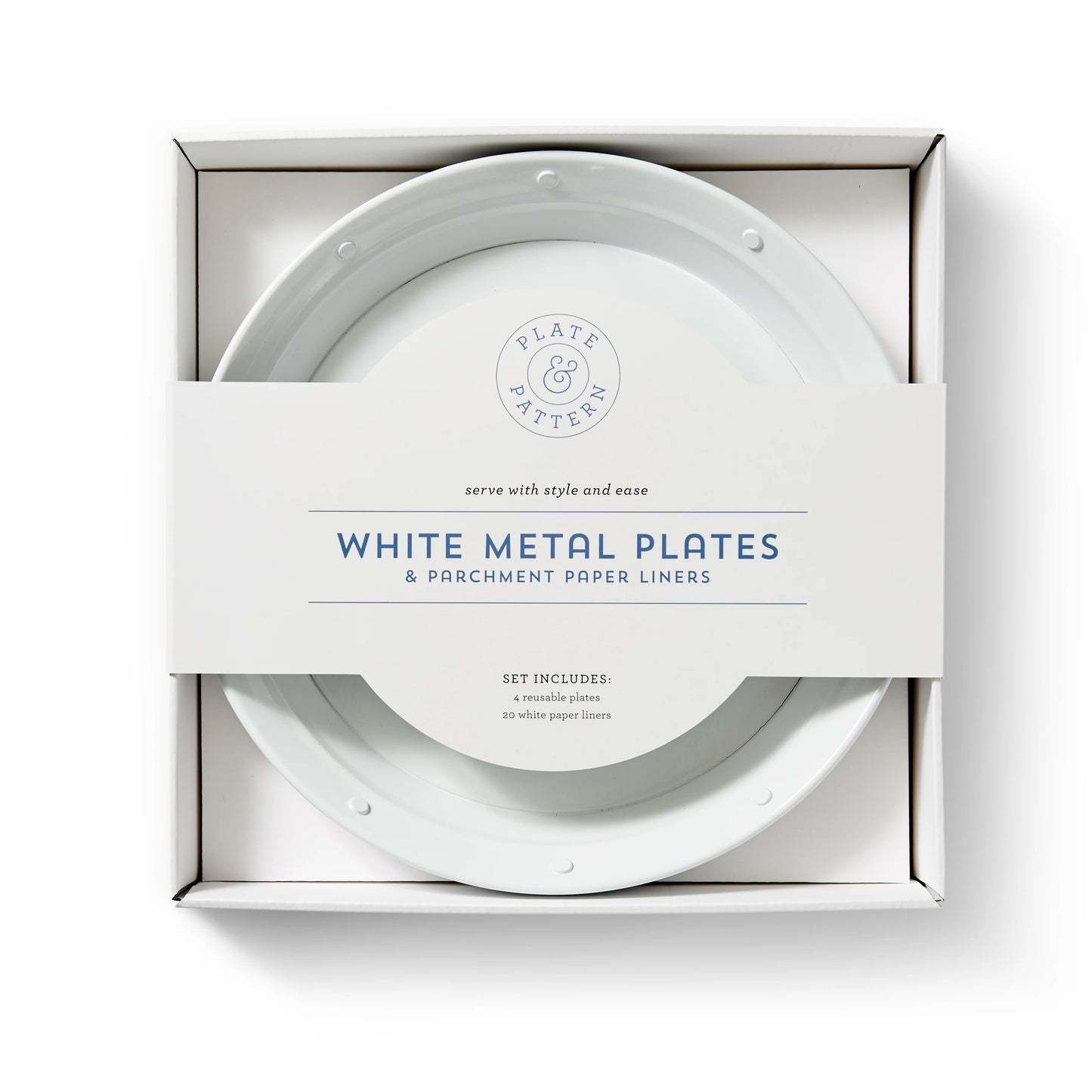 White Metal Plates - 4 place set