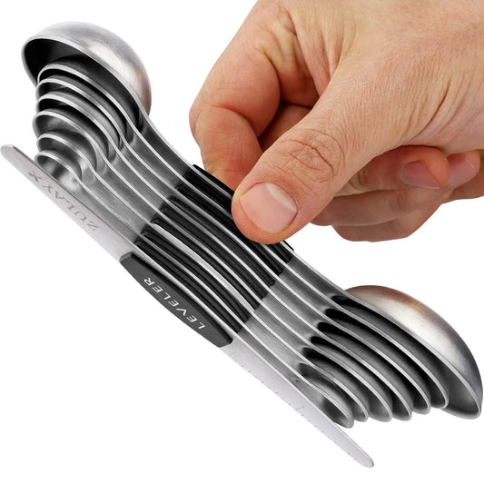 Stackable Magnetic Spoons Set of 8 - Stainless Steel