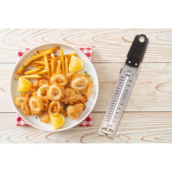 HIC Kitchen Roasting Adjustable Roasting Rack, NonstickRoasting Deep Fry Candy Jelly Thermometer