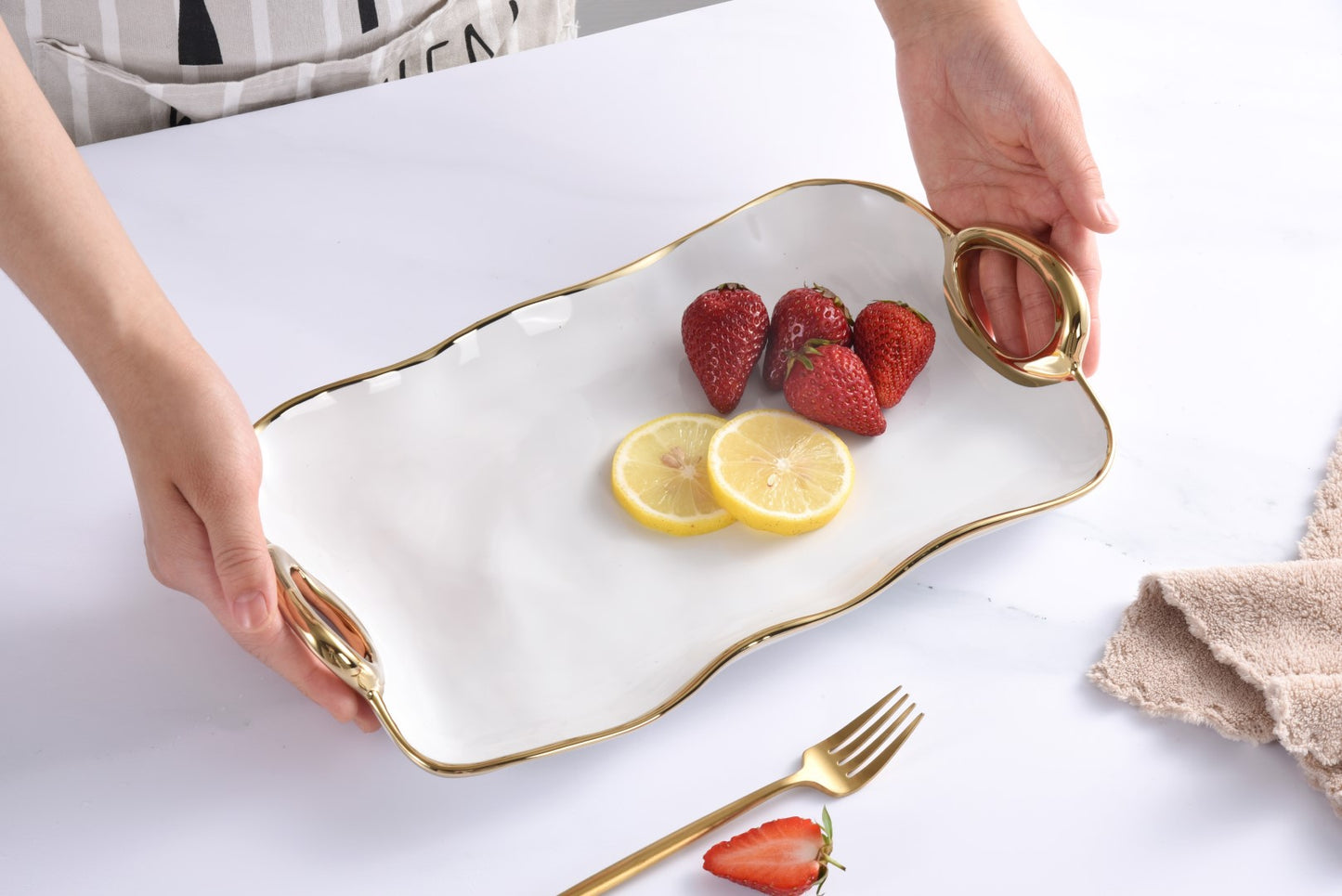 Gold Handle Small Platter