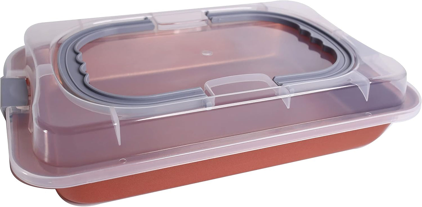 Covered Cake Pan - 9” x 13” x 2” - Rose Gold