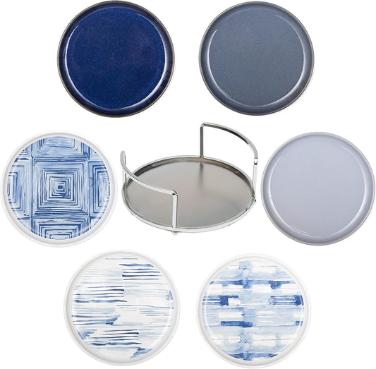 Ceramic Plates w/Metal Holder set/6