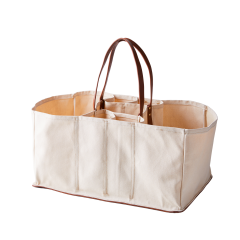Grocery Tote - Natural Canvas with Brown Handles and Base