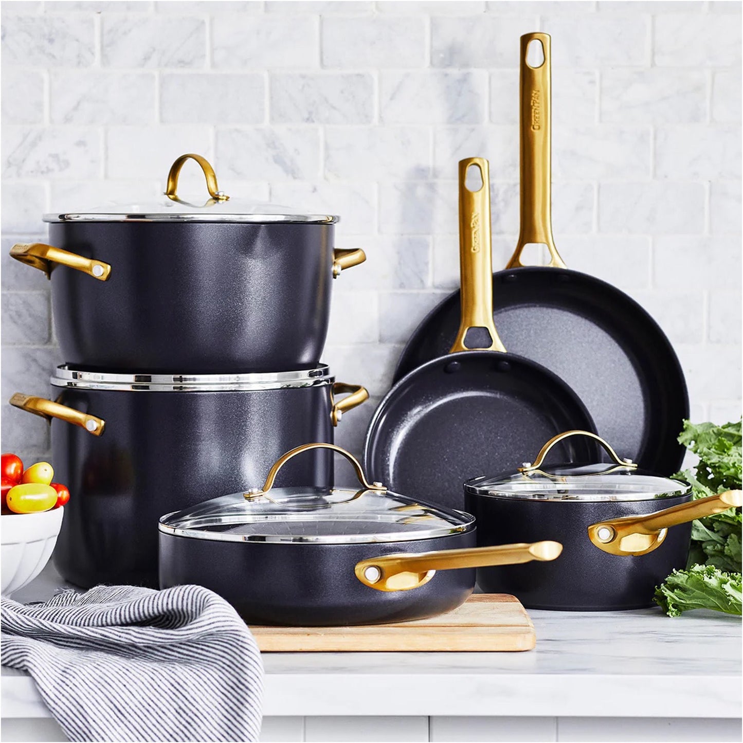 Reserve Ceramic Nonstick 10-Piece Cookware Set - Matte Black