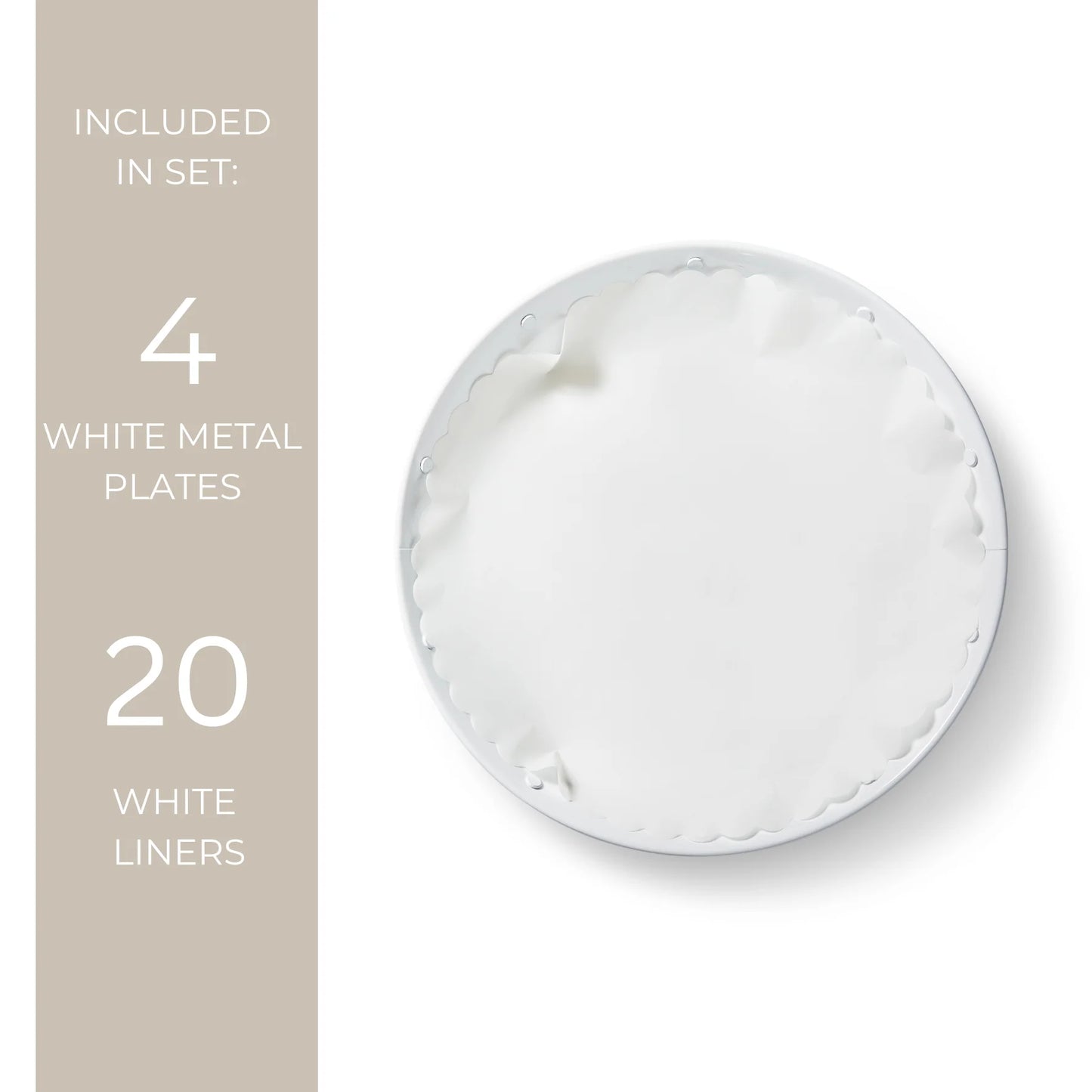 White Metal Plates - 4 place set