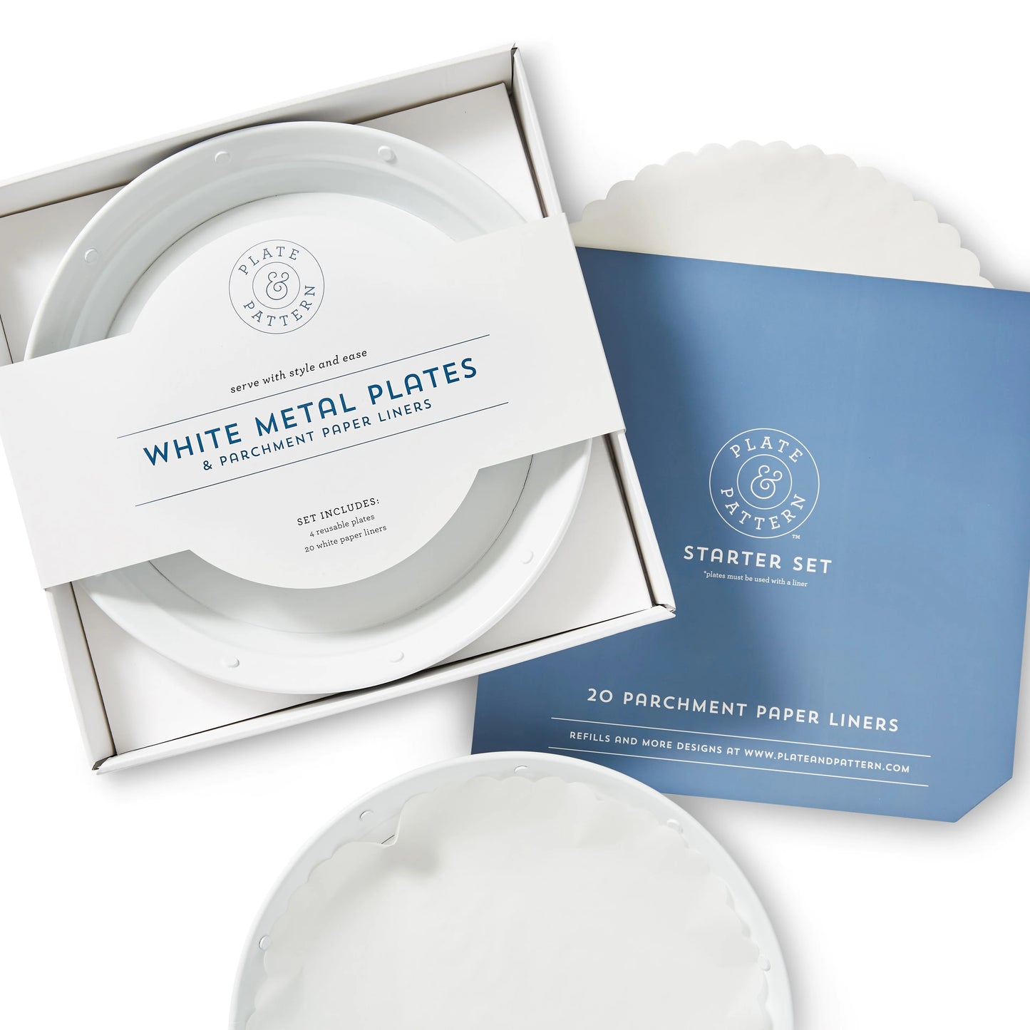 White Metal Plates - 4 place set